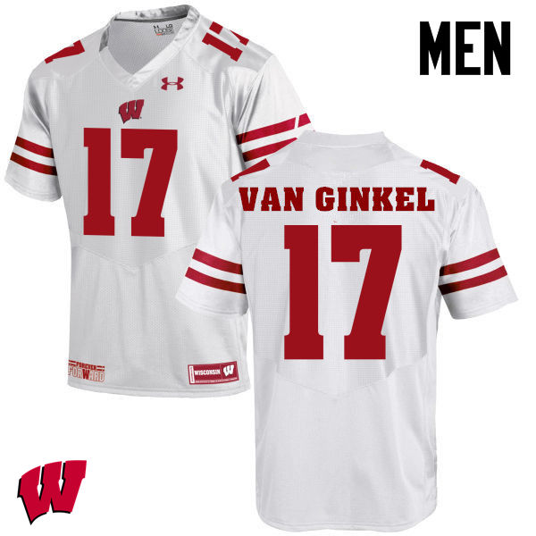 Wisconsin Badgers Men's #17 Andrew Van Ginkel NCAA Under Armour Authentic White College Stitched Football Jersey QW40O10IX